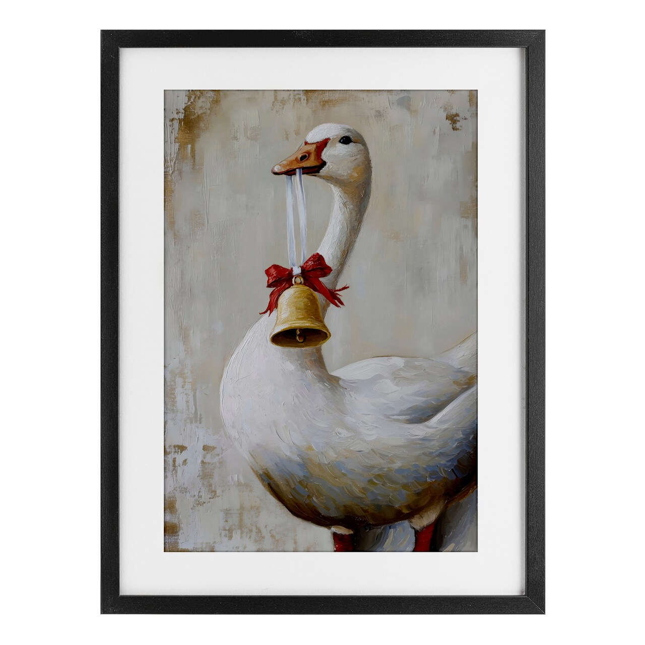 Stupell Industries Festive Jingle Goose Framed Print Under Glass, design by Petal Prints Design